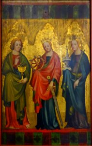 Altarpiece panels with saints, 2 of 2, Master of the Loebschen Altartafeln, Koln, painting on oak - Germanisches Nationalmuseum - Nuremberg, Germany - DSC02879