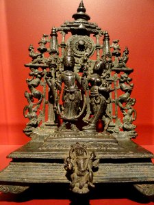 Altarpiece with Vishnu and Shri Devi, Madhya Pradesh, India, c. 9th century AD, bronze - San Diego Museum of Art - DSC06385 photo