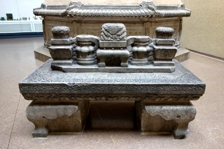 Altar table from Zu Dashou's tomb, view 2, China, Yongtai village near Beijing, Qing dynasty, 1656, limestone - Royal Ontario Museum - DSC03710