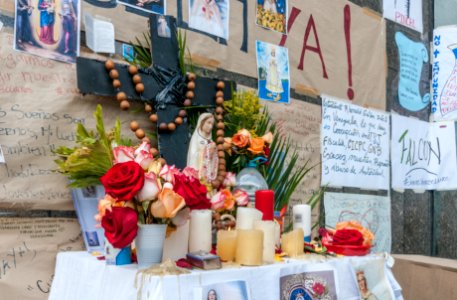 Altar de oración en la sede de la ONU durante la huelga de hambre