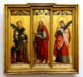 Altarpiece wings, St. Catherine, St. Agnes, and St. Paul, by the Meister von Messkirch, c. 1520-1530, spruce wood - Bode-Museum - DSC03286 photo