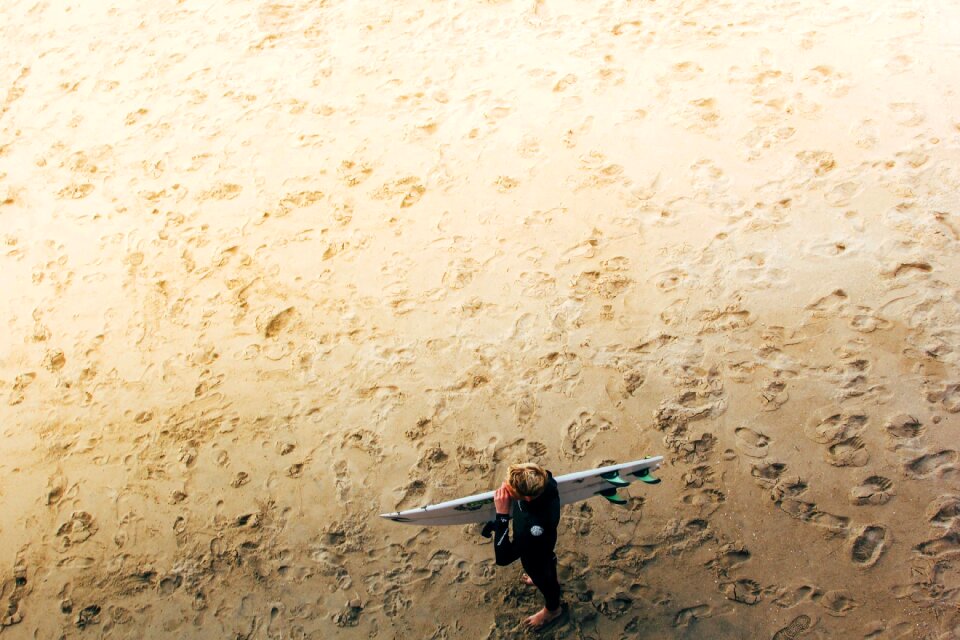 Beach sand footprints