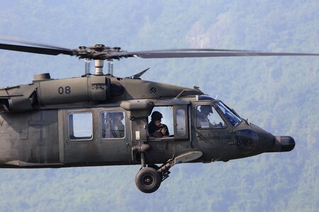 Flying helicopter people