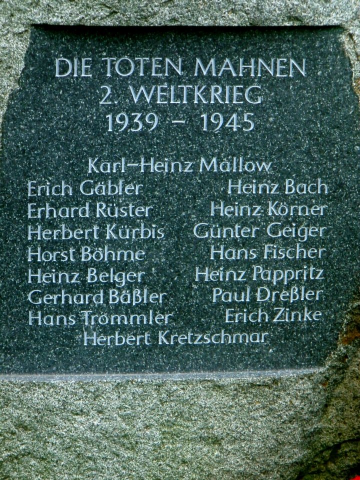 Altmobschatz-Gedenkstein Zweiter Weltkrieg-Namensliste