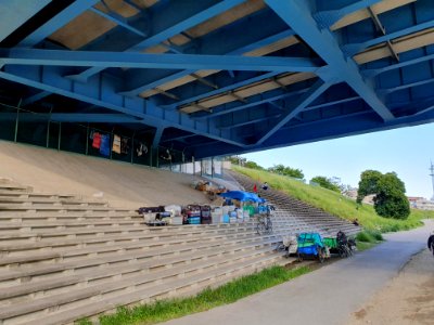 Along Tamagawa river near Tamagawa station, homeless dwelling