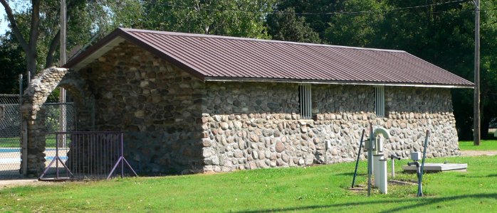 Alpena, SD, swimming pool bathhouse from SW 1