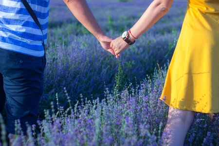 Happy holding hands blue love photo