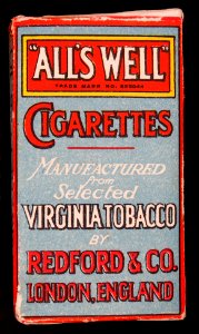 Alls Well cigarettes pack, back