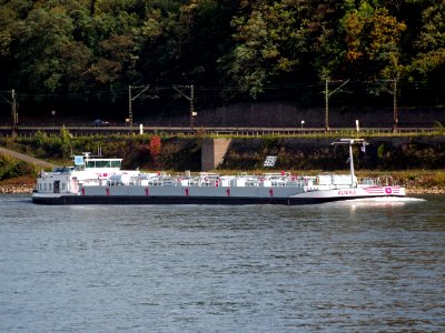 Alnika, ENI 04033920 on the Rhine river at Koblenz at the Deutches Eck, pic2
