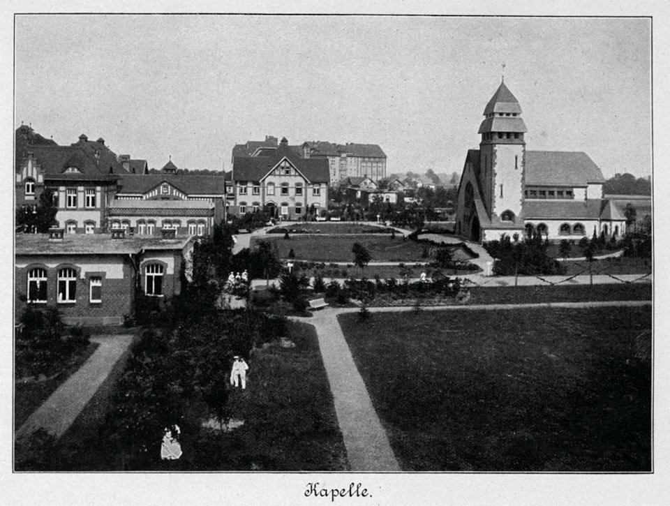 Allgemeine städtische Krankenanstalten, Kapelle, Foto von 1908