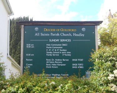 All Saints Church, High Street, Headley (NHLE Code 1094029) (May 2021) (Signboard)