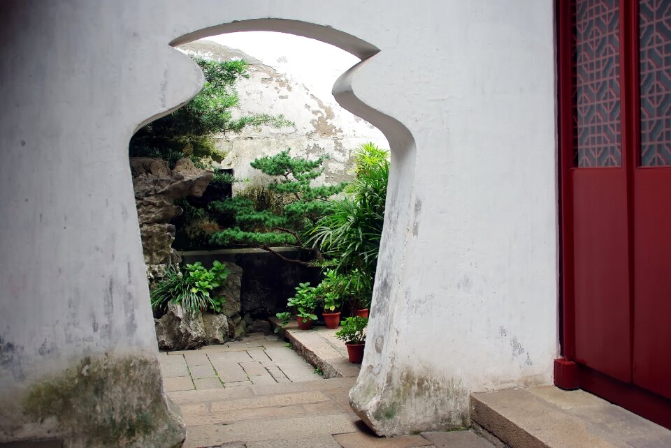 Architecture door-vase garden