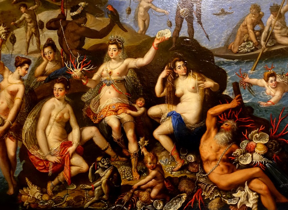 Allegory of the Discovery of America, by Jacopo Zucchi, perhaps 1585, oil on copper, detail - Galleria Borghese - Rome, Italy - DSC04668