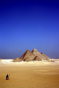 Egypt person pyramids photo