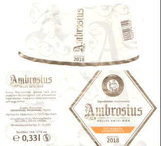 Alpirsbacher Klosterbräu - Ambrosius, Helles Abteibier, Jahrgang 2018