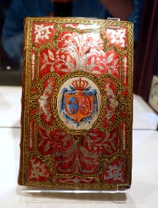 Almanach royal, annee MDCCLXXVIII, Paris, Le Breton, 1777, owned by Marie-Antoinette whose arms adorn the cover - Waddesdon Manor - Buckinghamshire, England - DSC07716