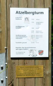 Atzelbergturm,Tafel