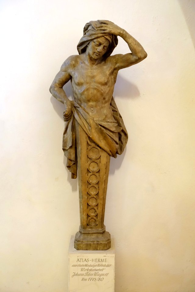 Atlas herm, by Johann Peter Wagner, Wurzburger Wohnhaus Werkstatt, c. 1775-1780 - Mainfränkisches Museum - Würzburg, Germany - DSC04451