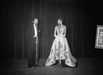 Audrey Hepburn bij feestavond film Tuschinsky, Bestanddeelnr 906-8183