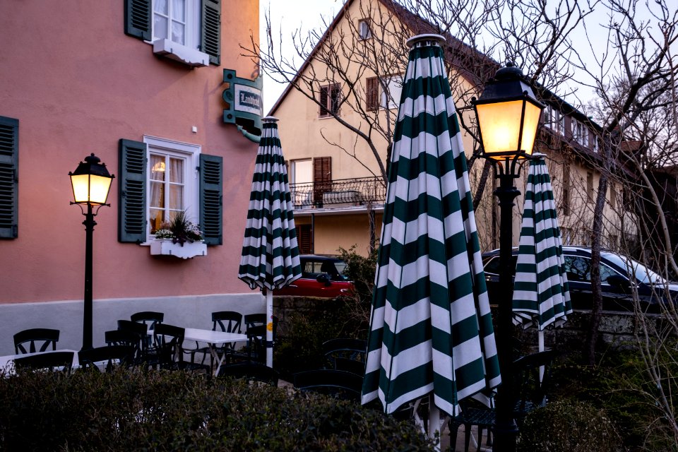 Außenterasse des Landhotels Hirsch in Bebenhausen bei Tübingen 2019