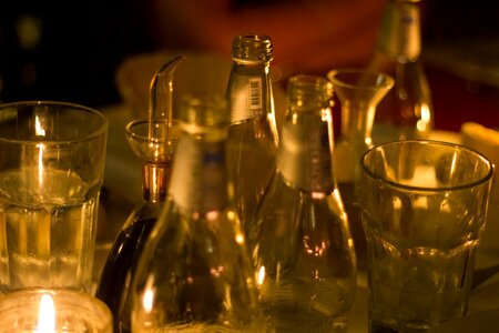 Glass brown bottle brown dinner