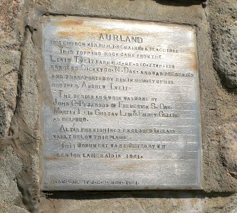 Aurland Lutheran church monument plaque 1