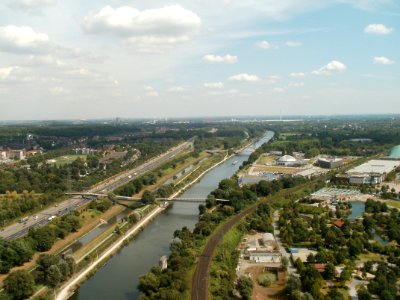 Ausblick vom Gasometer Oberhausen am 23 08 2012 mit Sicht zum Rhein-Herne-Kanal