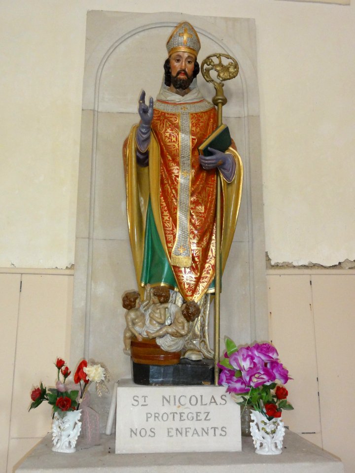 Aulnois sous Vertuzey (Meuse) Église Saint-Sébastien statue Saint Nicolas