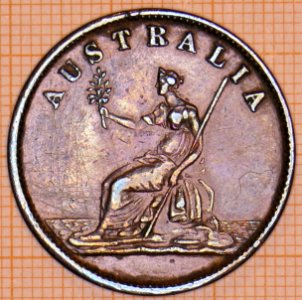 Australian Halfpenny Token Melbourne 1851 - reverse photo