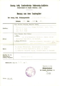 Auszug aus dem Taufregister