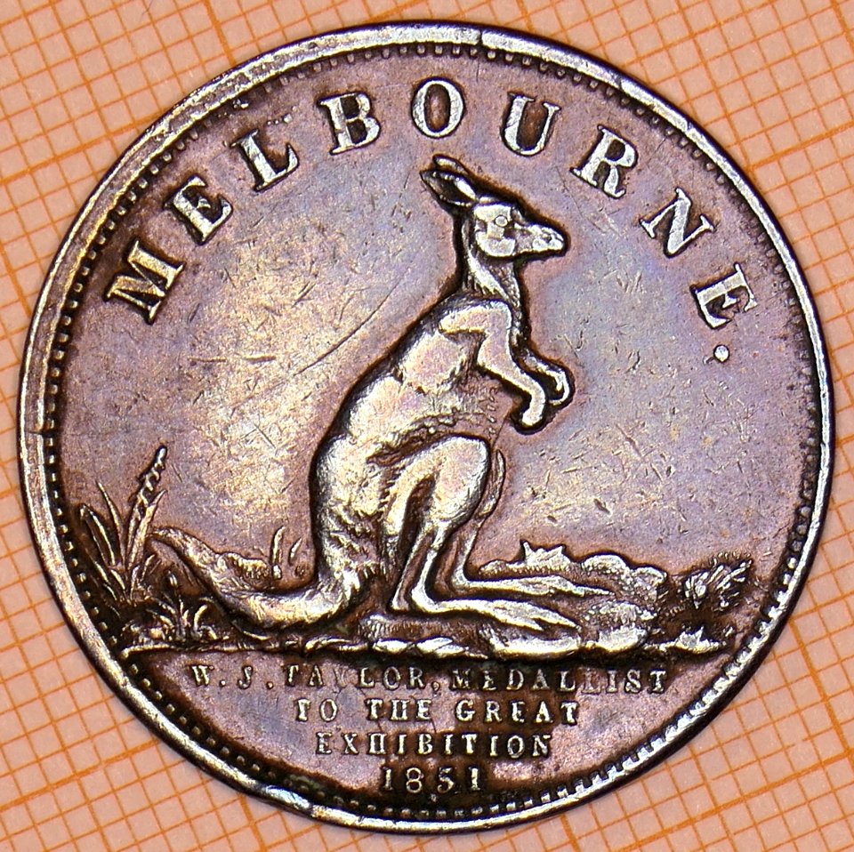 Australian Halfpenny Token Melbourne 1851 - obverse