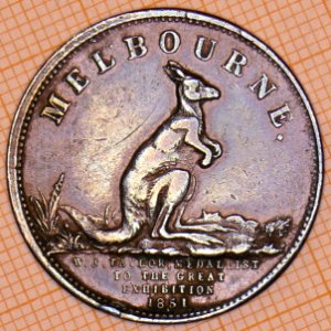 Australian Halfpenny Token Melbourne 1851 - obverse photo