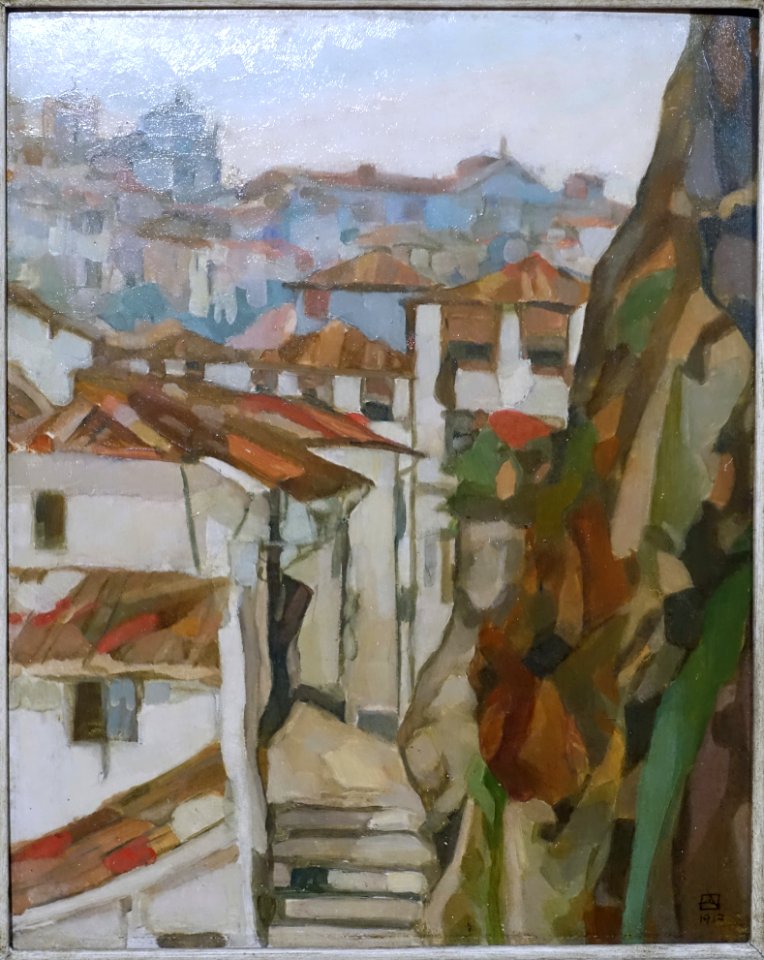 Aspect of Old Oporto, The steps of the church of Grilos, by Armando de Basto, 1917, oil on card - Museu Nacional de Soares dos Reis - Porto, Portugal - DSC00734