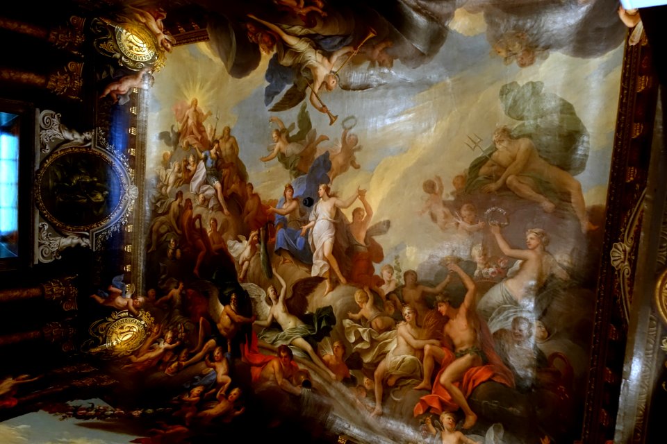 Assembly of the Gods (Deification of Romulus), by James Thornhill, 1690s - Painted Antechamber, Chatsworth House - Derbyshire, England - DSC03300