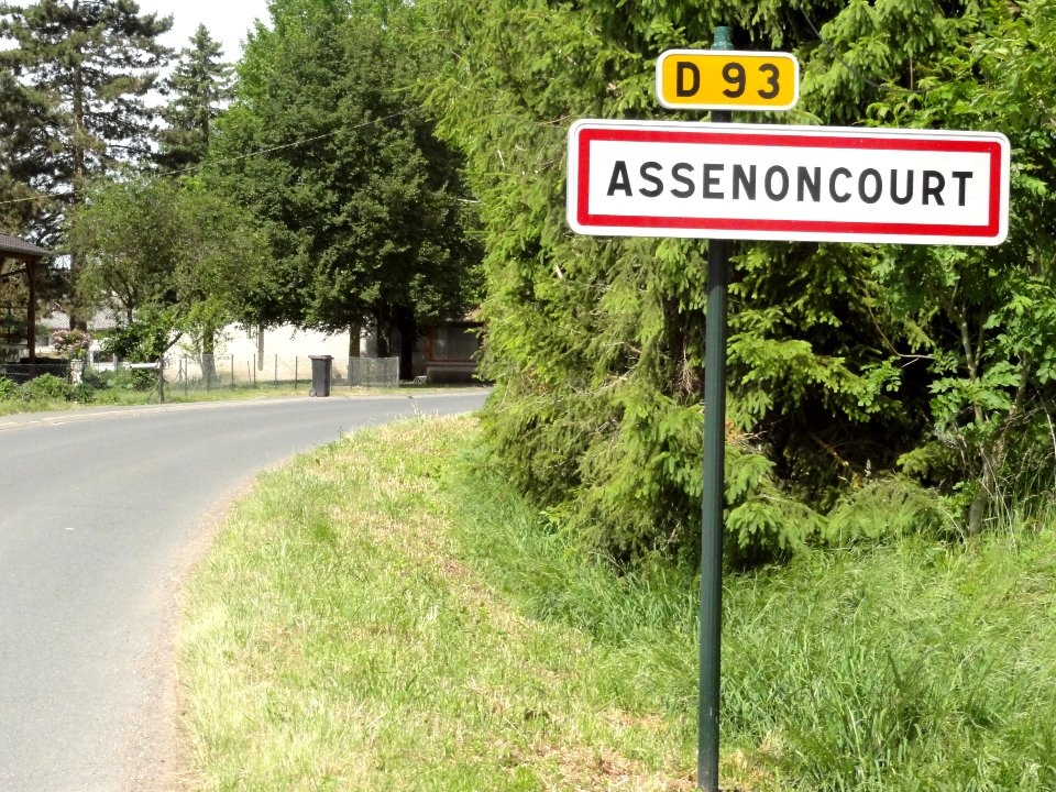Assenoncourt (Moselle) city limit sign