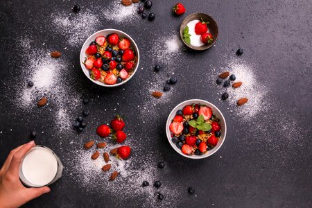 Berries milk glass photo