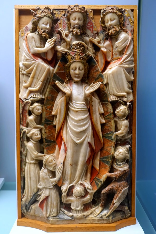 Assumption and Coronation of Mary, England, late 15th century, alabaster with polychrome and gilding - Cinquantenaire Museum - Brussels, Belgium - DSC08567