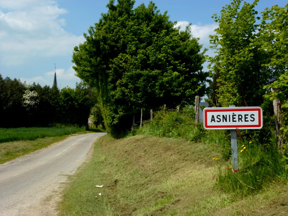 Asnières (Eure, Fr) city limit sign