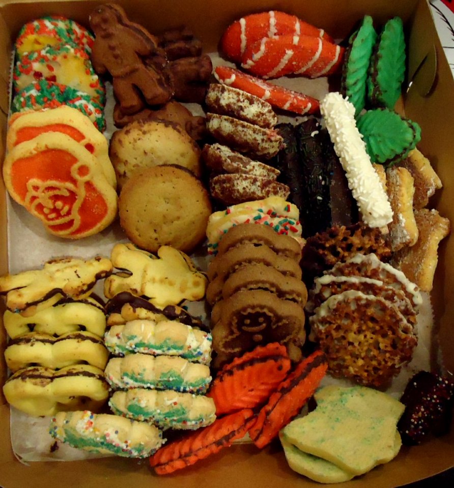 Assorted cookies in a box at a party photo