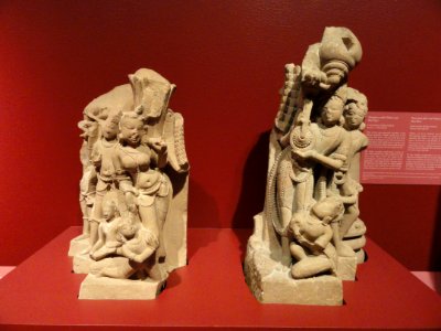 Attendants of Vishnu, view 1, personifications of mace and discus, Rajasthan, India, 10th-11th century AD, sandstone - San Diego Museum of Art - DSC06371 photo