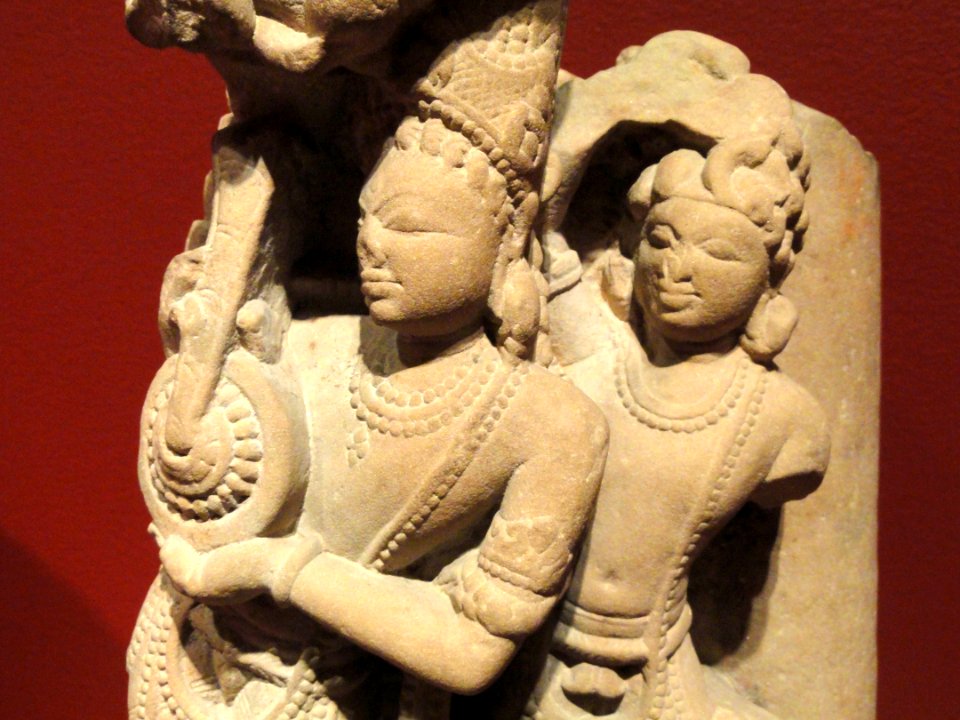 Attendants of Vishnu, view 5, personification of discus, Rajasthan, India, 10th-11th century AD, sandstone - San Diego Museum of Art - DSC06380