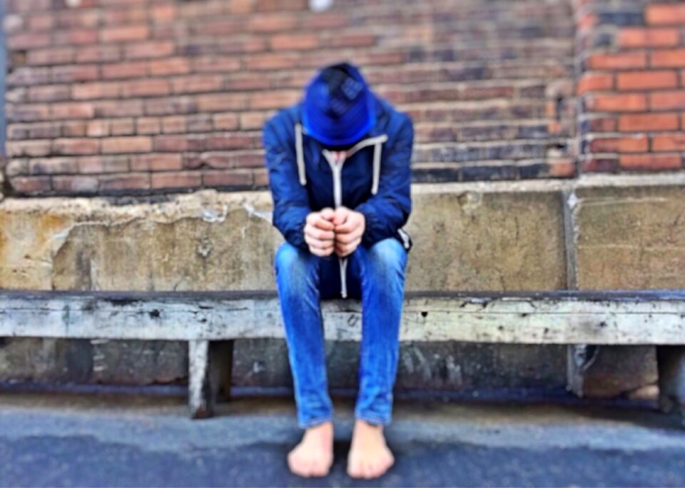 Scared lonely youth