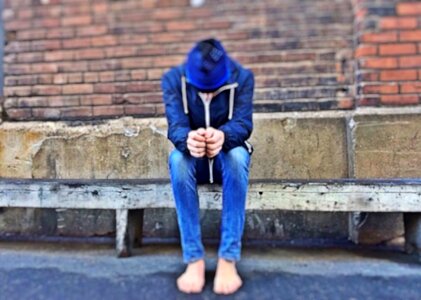 Scared lonely youth