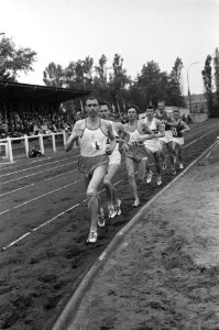 Atletiek landenontmoeting Nederland, Belgie en Mittelrhein in Leiden gehouden 5, Bestanddeelnr 915-2691