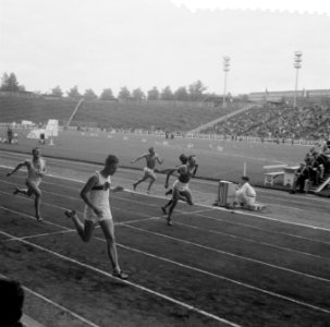 Atletiekwedstrijden in Brussel 10000 meter Finish 200 meter horden, Bestanddeelnr 908-8135