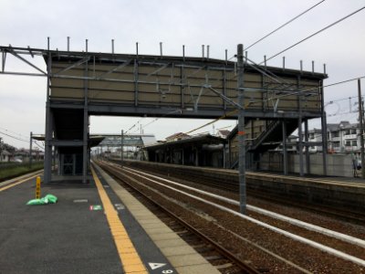 Azuchi station temporary flyover 20160406