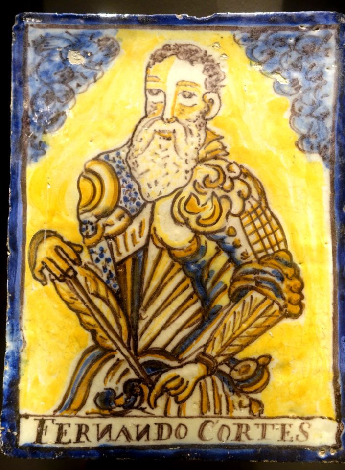 Azulejo with Hernando Cortes, 1750-1800 - Alcázar of Seville, Spain - DSC07374