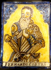 Azulejo with Hernando Cortes, 1750-1800 - Alcázar of Seville, Spain - DSC07374