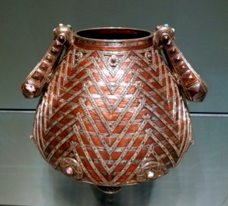Aztec bowl, Tiffany & Company, New York City, 1905, silver, copper, opals - Museum of Fine Arts, Boston - 20180922 160200