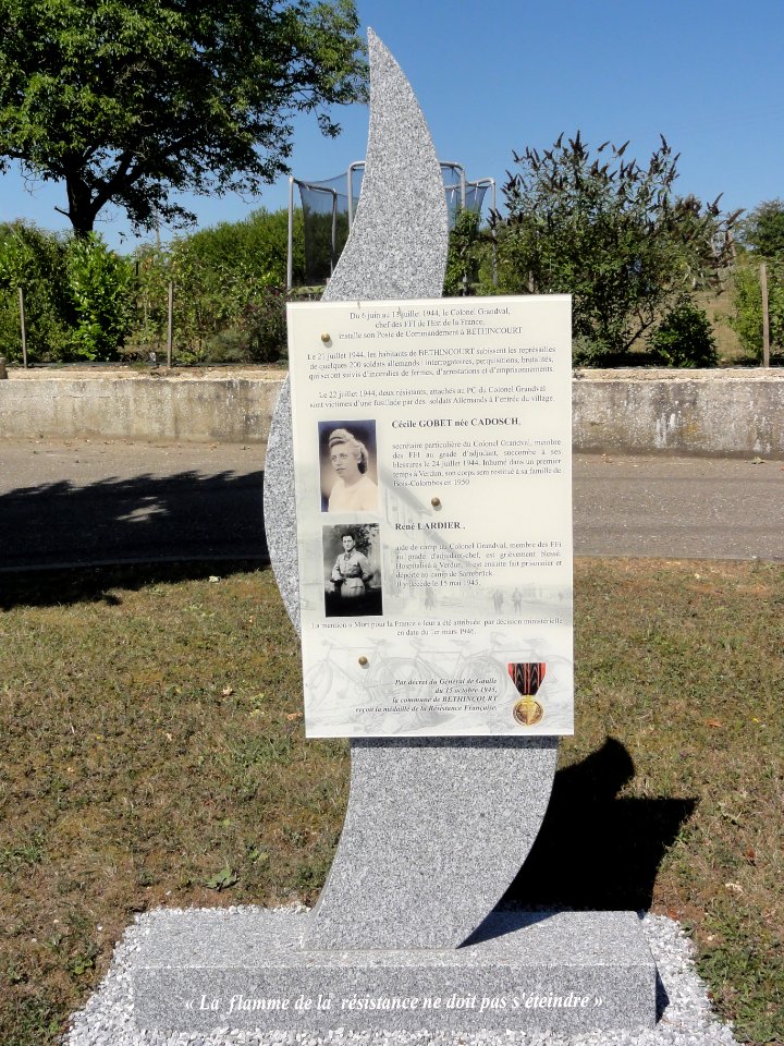 Béthincourt (Meuse) mémorial Gobet et Lardier